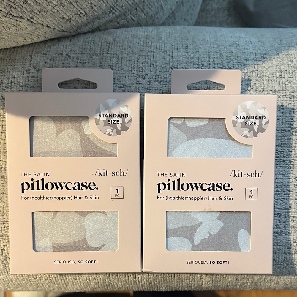 Kitsch Satin Pillowcase for - Light Gray Butterflies